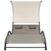 vidaXL Double Sun Lounger with Canopy Textilene Taupe - 4 of 4