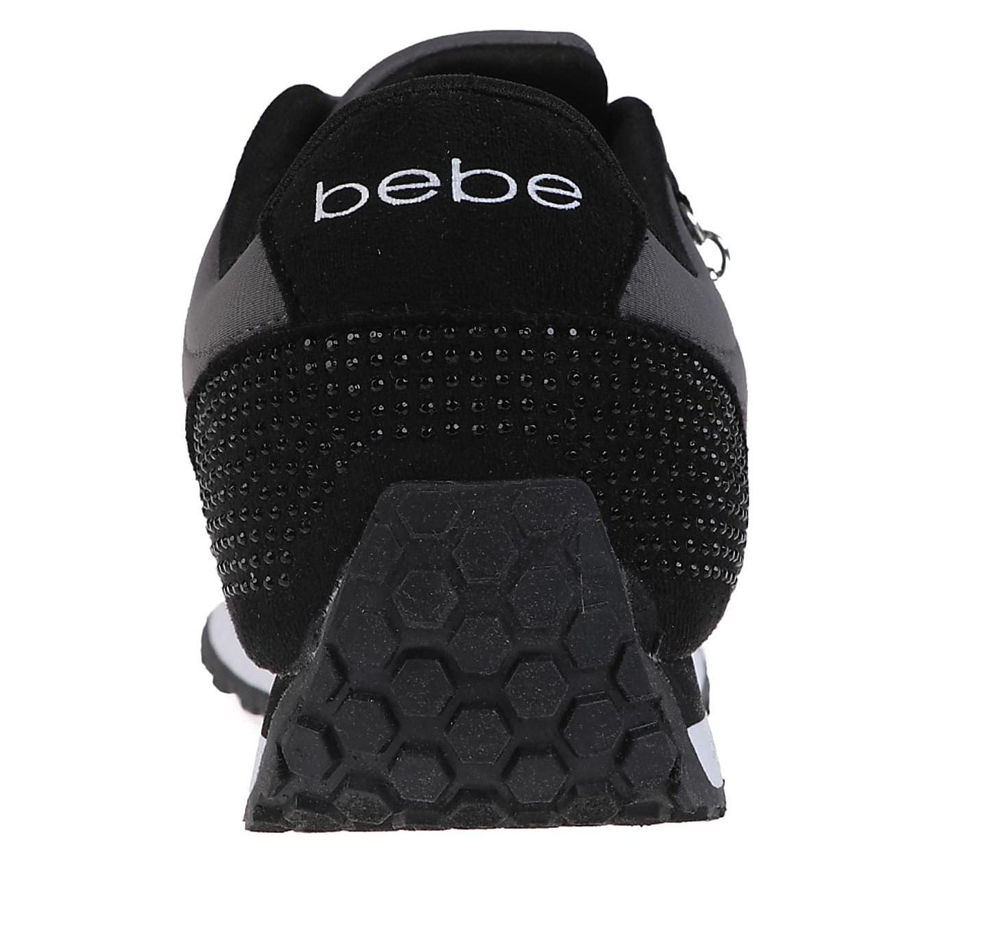 Женские кроссовки Bebe Fashion Lace-Up Shoes - Embellished Sneakers with Logo Dangle Charm, Black Gray, цвет: Чёрный — фото 5