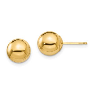 Black Bow Jewelry 8mm Polished Ball Friction Back Stud Earrings in 14k Yellow Gold - 1 of 4