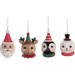 Transpac Resin Holiday Ornament Head Set of 4 Christmas Home Decorations - 1 of 1