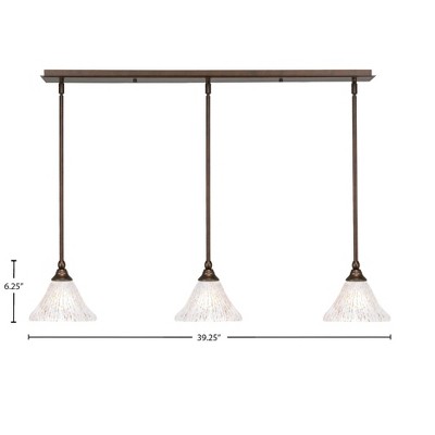 Toltec Lighting Any 3 - Light Chandelier in  Bronze with 7" Frosted Crystal Shade