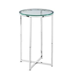 Vivian Glam X Leg Round Side Table Glass Chrome Saracina Home Target