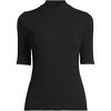 Lands' End Women's Elbow Sleeve Pointelle Rib Mock Neck - 3 of 4