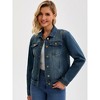 INSPIRE CHIC Women's Jean Casual Long Sleeve Washed Button Up Denim Jackets - 2 of 4