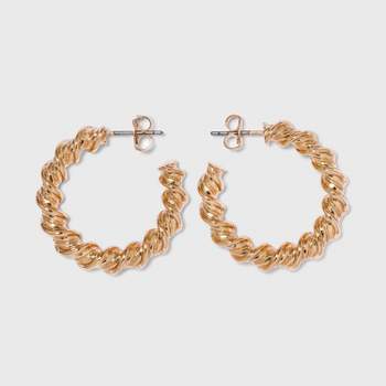 Gold Twisted Hoop Earrings - A New Day™ Gold