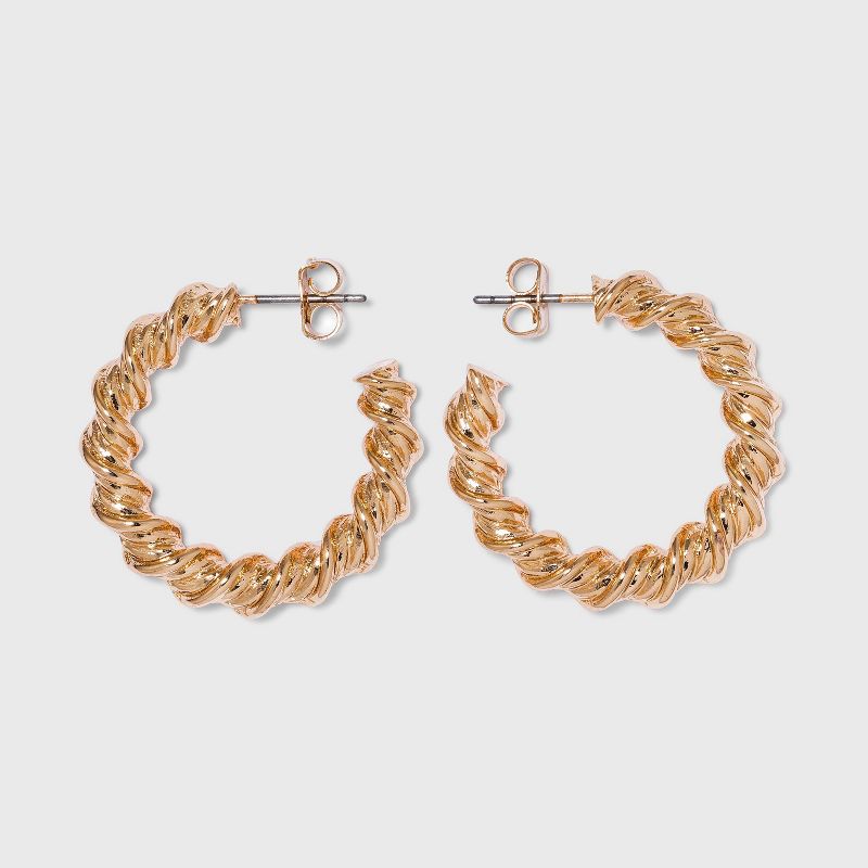 Gold Twisted Hoop Earrings - A New Day&#8482; Gold, 1 of 5