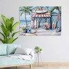 Fisfet Blue Beach House Surfboard Coconut Tree Ocean Wall Art - Coastal Tropical Landscape Mural Print - Vibrant Seaside Decor - 4 of 4
