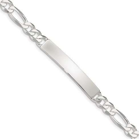 Black Bow Jewelry Men's 7mm Sterling Silver Figaro I.D. Bracelet - image 1 of 4