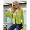 Womens V Neck Flared Long Sleeve Tops Button Down Dressy Casual Shirts Top - 3 of 4