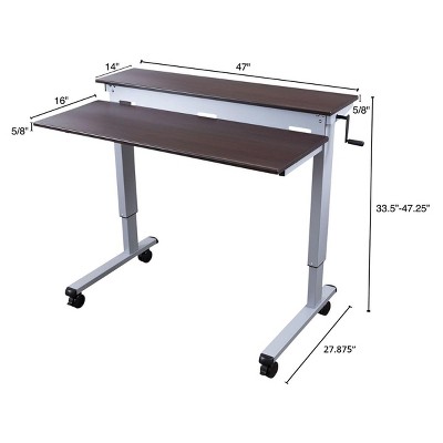 Dark Walnut Adjustable Height Standing Desk with Metal Base