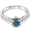 Pompeii3 5/8ct Vintage Blue Diamond Engagement Ring 14K White Gold - 3 of 4