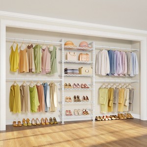 Timate P3 Closet Organizer System, Expandable Wall Mounted Clothes Rack, Industrial Pipe Garment Rack , Fits Spaces 6'4"-9'3" - 1 of 4