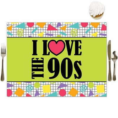 Big Dot of Happiness 90's Throwback - Party Table Decorations - 1990s Party Placemats - Set of 16