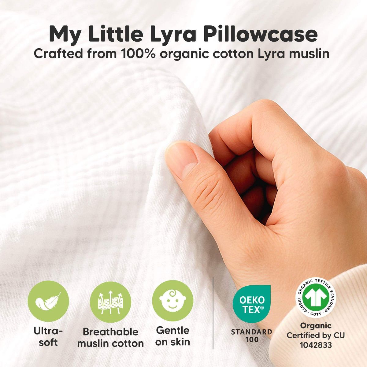 KeaBabies Lyra Muslin Toddler Pillowcase 13x18, Organic Cotton Muslin Kids Pillow Case for Girls, Boys, Sleeping, Travel - thumbnail 4