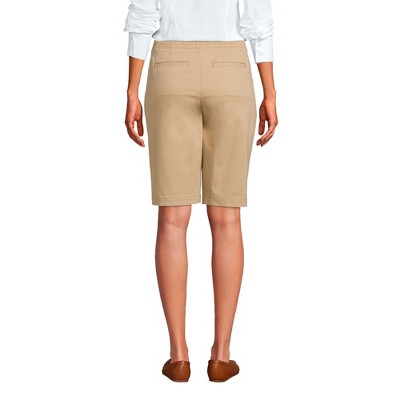 Lands' End Women's Mid Rise Elastic Waist Pull On 12" Chino Bermuda
