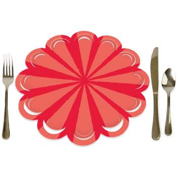 Big Dot of Happiness Red Stripes - Simple Party Round Table Decorations - Paper Chargers - Place Setting For 12