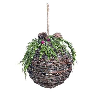 Transpac Natural Fiber 8 in. Multicolor Christmas Twig Wrapped Ball
