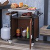 VYNXARIA Outdoor Grill Cart: Stainless Steel Tabletop with Storage, Wheels & Hooks for BBQ - 2 of 4