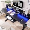 SinCiDo Height Adjustable Electric Standing Desk with Charging Station, 60" Sit Stand Up Computer Home Office Desk with LED Lights, Carbon Fiber Black - 3 of 4