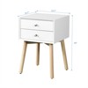 FONTOI Nightstands, Nightstand with 2 Drawers and Wood Legs, Side Table with Storage Cabinet for Bedroom Living Room, White, 15.7"*24"*15.75" - 2 of 4