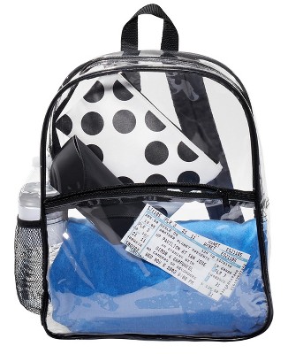 Port Authority Clear Transparent Backpack Great for Events, Travel easy visibility 15" - Clear/Black Event See-through for secuiry checks