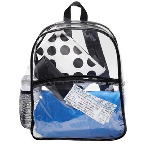 Port Authority Clear Transparent Backpack Great for Events, Travel easy visibility 15" - Clear/Black Event See-through for secuiry checks - 1 of 4