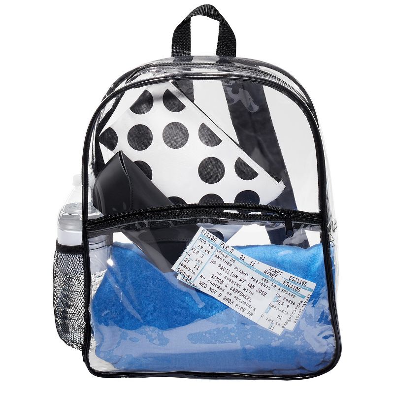 Port Authority Clear Transparent Backpack Great for Events, Travel easy visibility 15" - Clear/Black Event See-through for secuiry checks, 1 of 10
