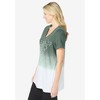 Woman Within Plus Size Short-Sleeve V-Neck Embroidered Dip Dye Tunic - 4 of 4