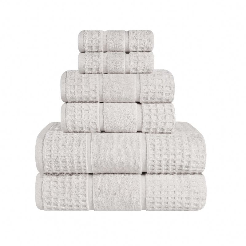 Zero Twist Cotton Waffle Honeycomb Medium Weight 6 Piece Bathroom Towel Set by Blue Nile Mills, 1 of 10