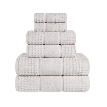 Zero Twist Cotton Waffle Honeycomb Medium Weight 6 Piece Bathroom Towel Set by Blue Nile Mills