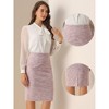 INSPIRE CHIC Women's Plaid Tweed High Waist Split Office Pencil Skirt - 2 of 4