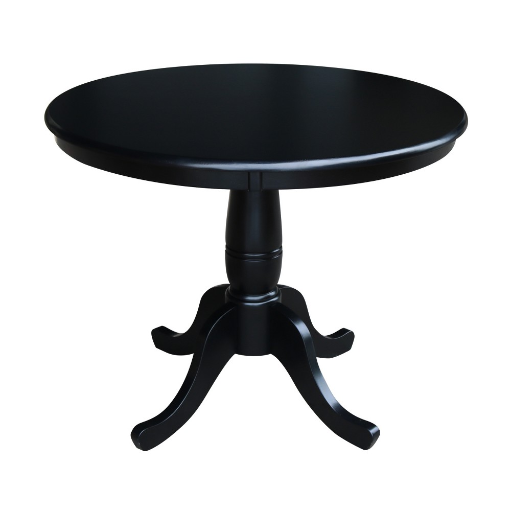 Photos - Dining Table 36" Round Top Pedestal  Black - International Concepts