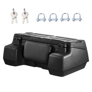VEVOR ATV Rear Storage Box, 95L ATV Rear Cargo Box with Padded Backrest, Waterproof LLDPE and Lockable Gear Storage Box Fit Most ATVs, Black - 1 of 4