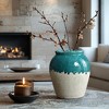 LuxenHome Green and White Stoneware 11.4-Inch Tall Indoor and Outdoor Jar Vase - 4 of 4