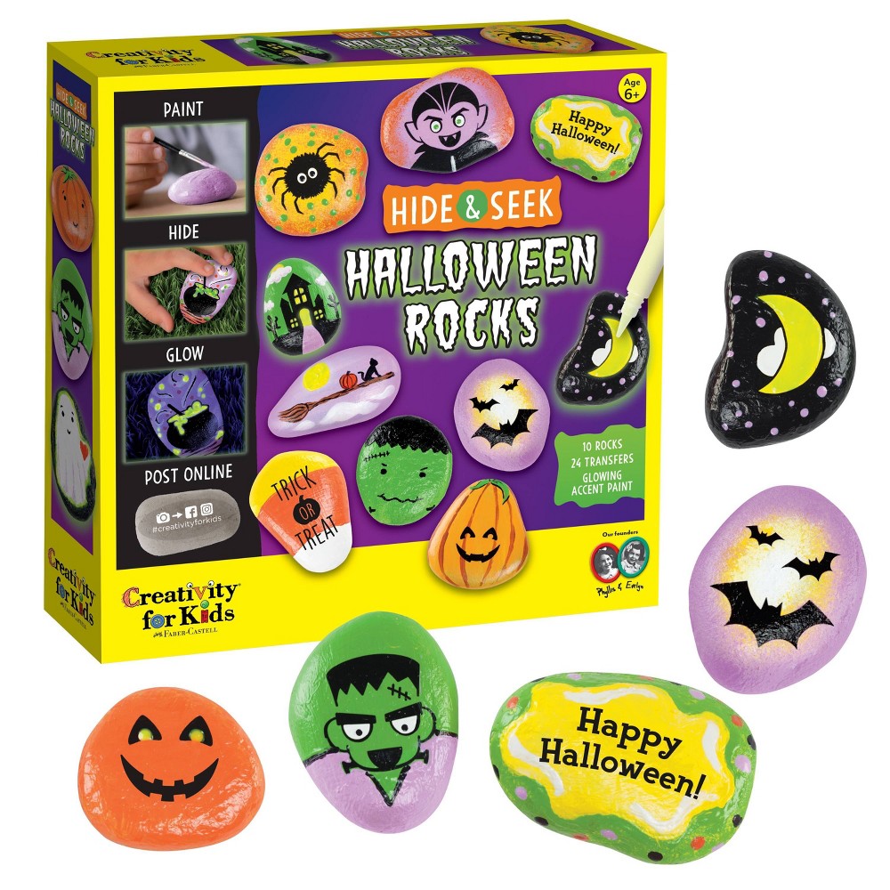 Creativity for Kids Halloween Hide & Seek Rock Painting- Spooky Child Craft Kit for Boys and Girls