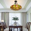 YIYIBYUS Tiffany Pendant Light Fixtures, 20" Wide Stained Glass Inverted Ceiling Pendant - 3 of 4