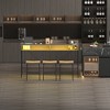 KWPZQEB 59" Industrial Bar Table Set, 2-Tier Bar Height Table w/ 3 Upholstered Stools, Power Outlet, Kitchen Island for Dining Room, Bistro - 3 of 4