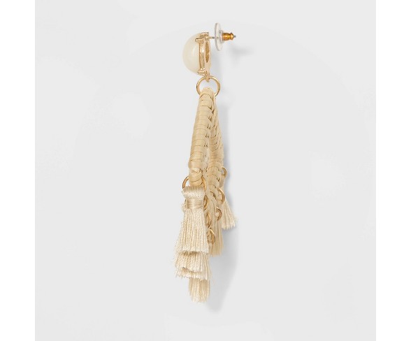 SUGARFIX by BaubleBar Tassels Crochet Drop Earrings - Ivory