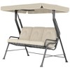 Outsunny 3-Person Patio Porch Swing with Adjustable Canopy for Adults, Steel Frame, Tufted Cushions, Armrests - 4 of 4