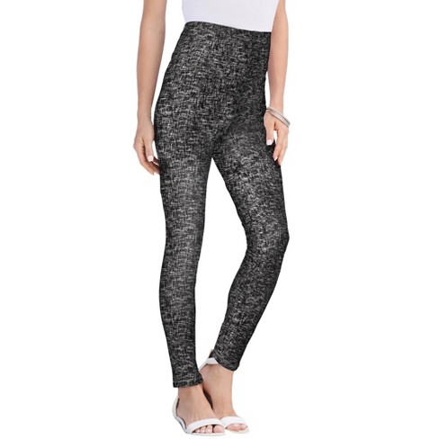 Plus Size Black Sequin Stretch Leggings