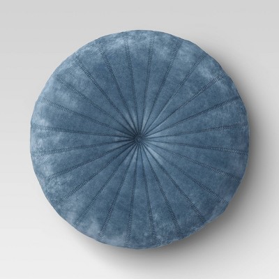 Quilted Velvet Round Throw Pillow​ Blue - Opalhouse&#8482;
