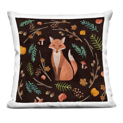 Stupell Industries Fall Botanical Leaves Red Fox Nature Indoor Decorative Throw Pillow, 18 x 18