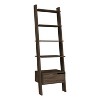 TOAOTBNBO Leaning-Ladder Bookshelves, Five Open Stroage Bookcase with 1 Drawer Wood Standing Book Shelf for Home Office, Brown - 2 of 4