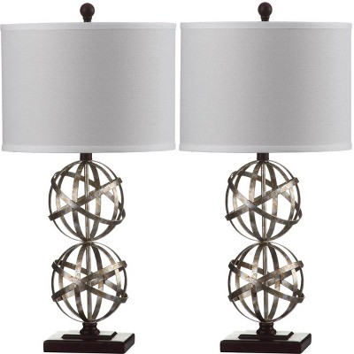 Haley Double Sphere Lamp (Set of 2) - 28 Inch Height - LIT4321 - Antique Silver - Safavieh