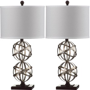 Haley Double Sphere Lamp (Set of 2) - 28 Inch Height - LIT4321 - Antique Silver - Safavieh - 1 of 4