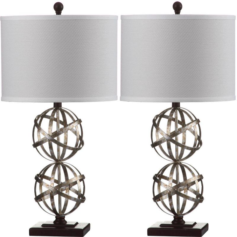 Haley Double Sphere Lamp (Set of 2) - Antique Silver - Safavieh, 1 of 9