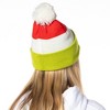 Dr. Seuss GRINCH Embroidered Face Color Block Pom Fold Cuff Adult Knit Beanie Multicoloured - 4 of 4