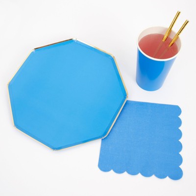 Meri Meri - Blue Party Supplies Collection (Plate, Napkin, Cup) - Set of 8