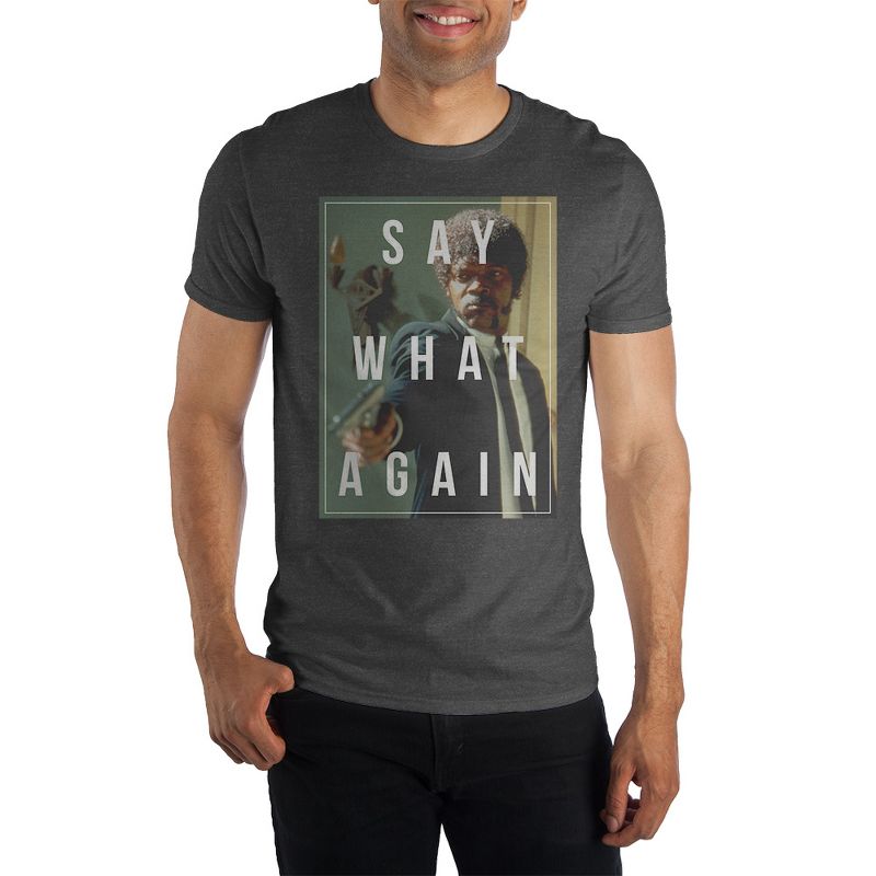 Pulp Fiction Say What Again Charcoal T-Shirt, 1 of 2