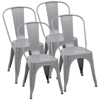 COMHOMA Metal Dining Chair Set of 4, Industrial Modern Bistro Stackable Chairs Indoor Outdoor